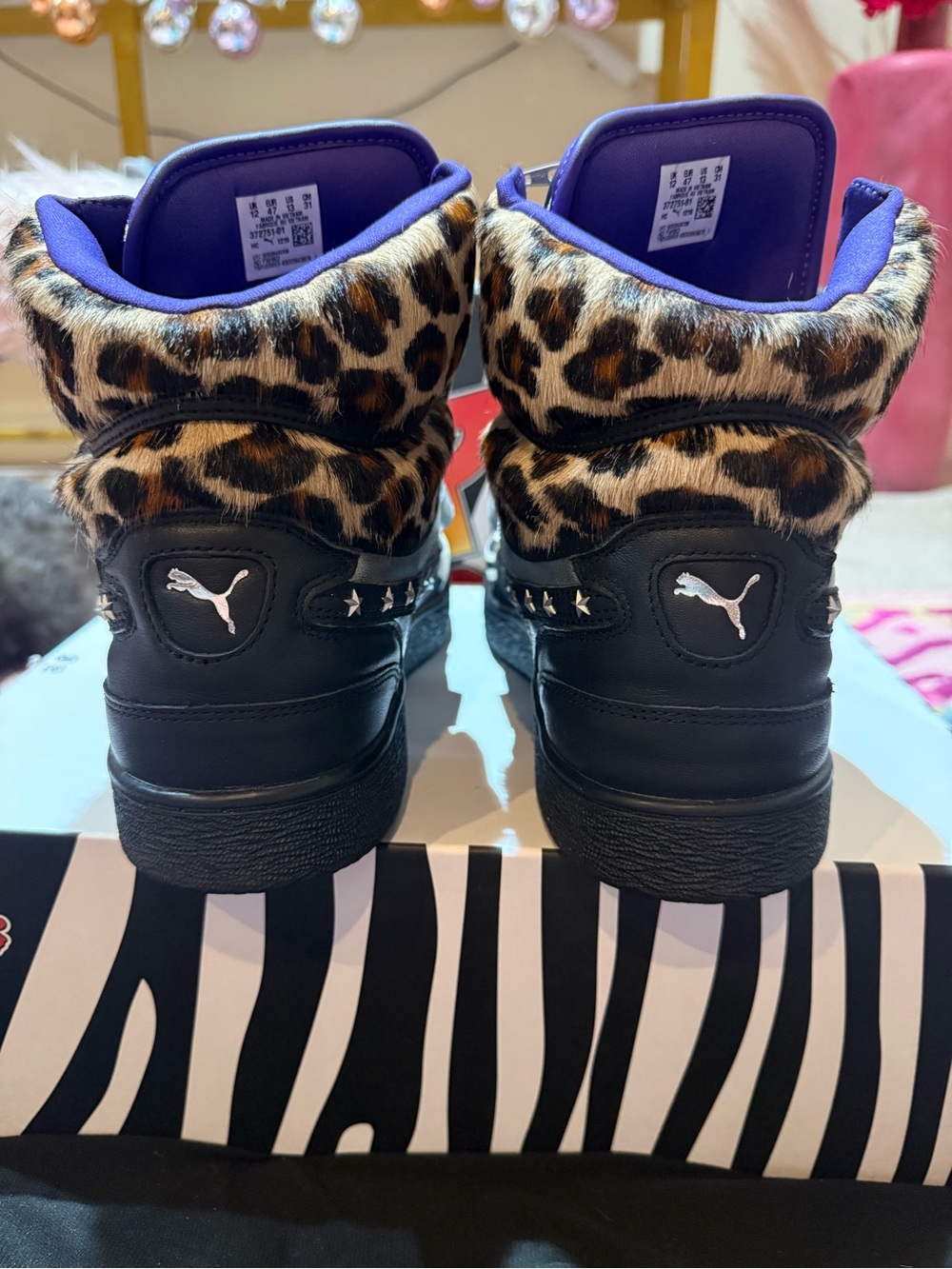 PUMA x Paul Stanley Ralph Sampson Mid sneakers featuring a zebra print & leopard - Picture 3 of 7
